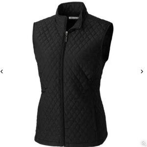 IZOD Women’s Black Quilted Zip Front Vest with pockets & quilted fleece lining.